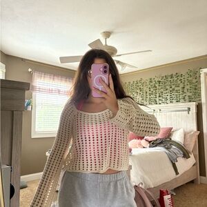 Wild Fable Cream Crochet Knit Top